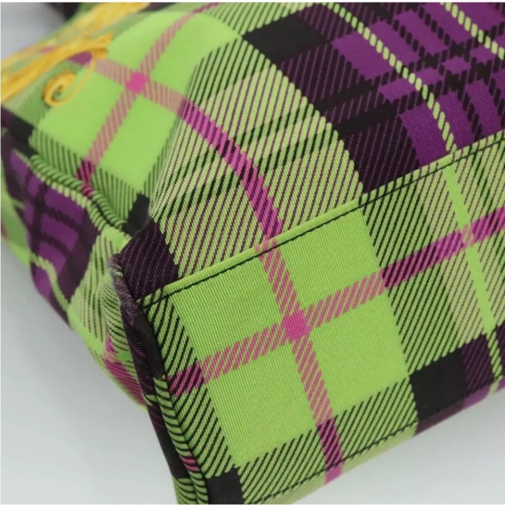Versace Green and Blue Plaid Tote Bag - Picture 11 of 11